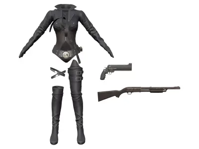 Cyber Cop Full Outfit Low-poly 3D model