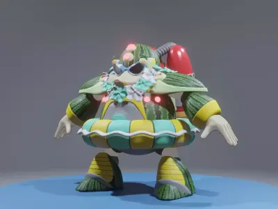 Summer Penguin Low-poly 3D model