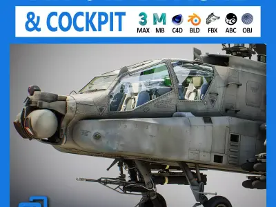 Boeing AH-64D Apache Longbow Attack Helicopter with Cockpit 3D model