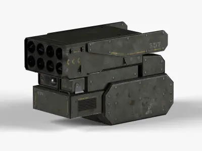 Multiple rocket launcher PBR Game ready Low-poly 3D model