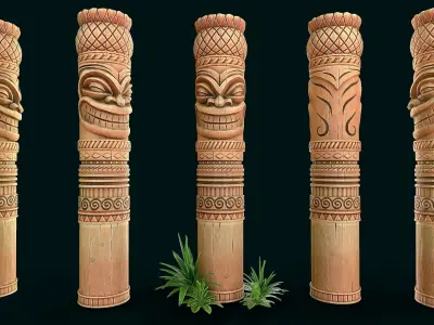 Stylized Wood Totem 9 Low-poly 3D model