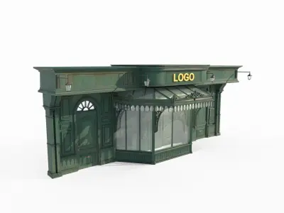 Ancient architecture town shop storefront 3D model