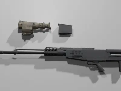 AS50 sniper gun Low-poly 3D model