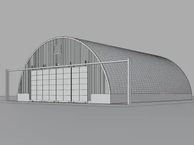 Aircraft Hangar Exterior-Interior Low-poly 3D model