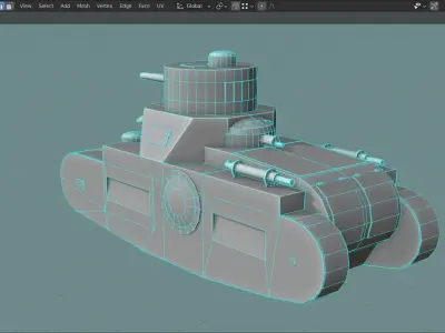 Sturmpanzerwagen Oberschlesien Tank Base Mesh Low-poly 3D model