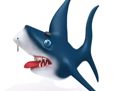 Shark cartoon 02 Low-poly 3D model