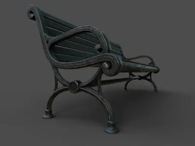 Victorian street bench Low-poly 3D model