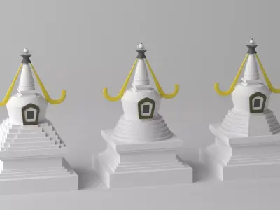 Tibetan Buddhist White Stupa Low-poly 3D model