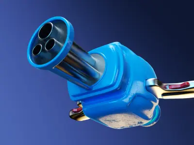 Cartoon-style Gatling gun weapon as a game prop 3D model