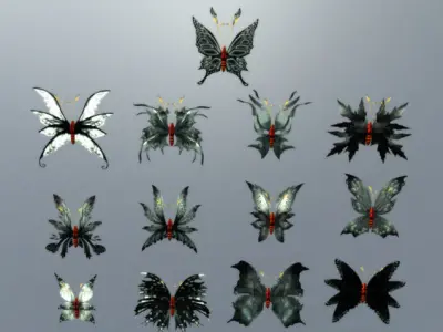 Butterflies 2 Animated  Low-poly 3D model