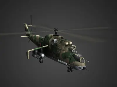 Mi-24 Hind Helicopter Low-poly 3D model