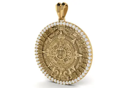 Mayan Calendar Diamond 2 inch Pendant 3D print model