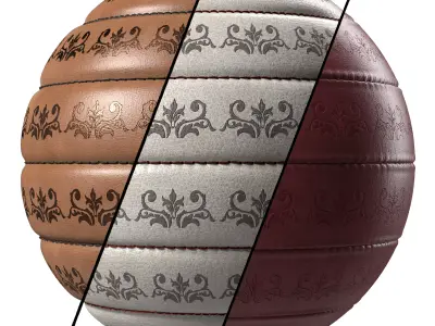 Leather Materials 18- Stitched leather panel Pbr 4k Seamless Low-poly 3D model