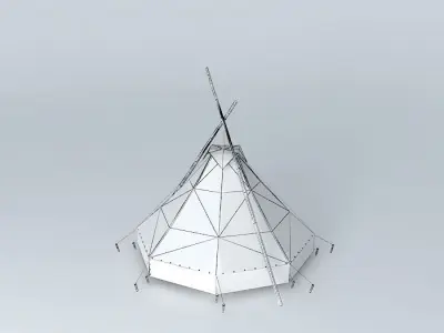 Kohte tent with external masts and 45cm side rim Free 3D model