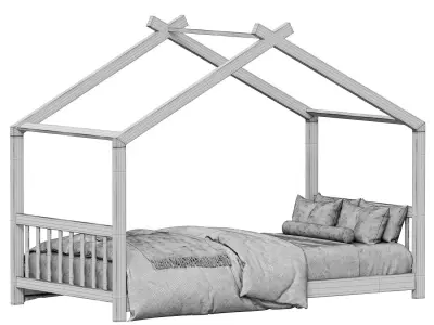Clarkston Twin Solid Wood Canopy Bed Free 3D model