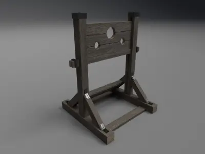 Pillory PBR wooden sword stand Low-poly 3D model
