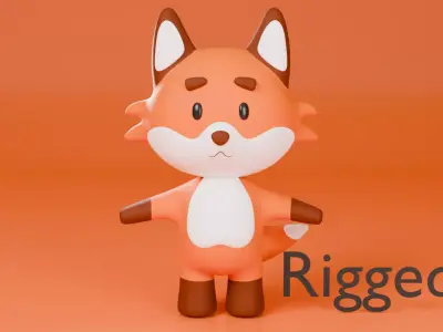 Cute Fox Character 3D Model  Low-poly 3D model