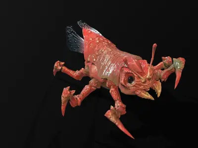 LandBug6 bug with eyes and claws Low-poly 3D model