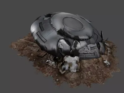 Crashed UFO Low-poly 3D model