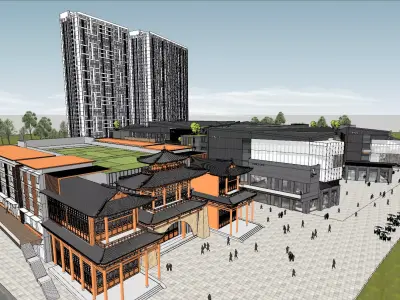 commercial zone Low-poly 3D model