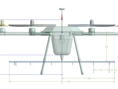Hexacopter Spray drone solid CAD for CFD 3D model