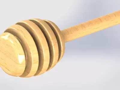 Wooden Honey Dipper Spoon 3D model