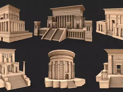Old Egypt Desert Utility Building Collection Low-poly 3D model