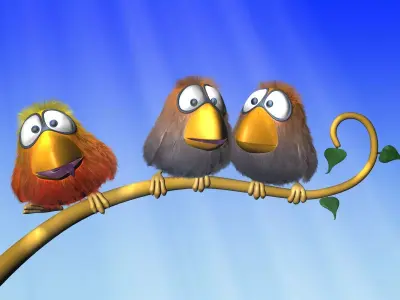 Cartoon Bird Rigged Low-poly 3D model