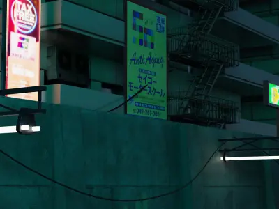 Free Cyberpunk Car Scene 3D Blender File Free 3D model