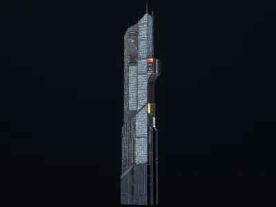 Sci-Fi Futuristic Skyscraper PBR 11 3D model