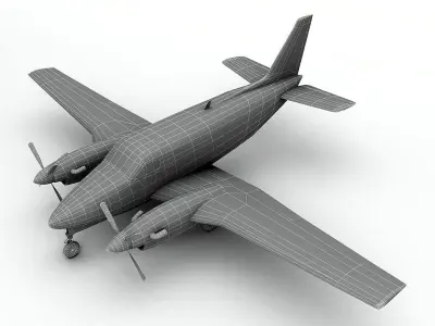 Beechcraft King Air 90 Aircraft Low-poly 3D model