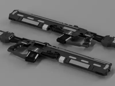 Tactical Assault Rifle Sci Fi with Cartridge Black 3D model