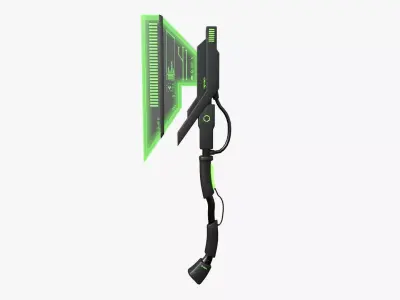 SciFi War Axe A03 Black Green - Sci Fi Weapon Design Low-poly 3D model