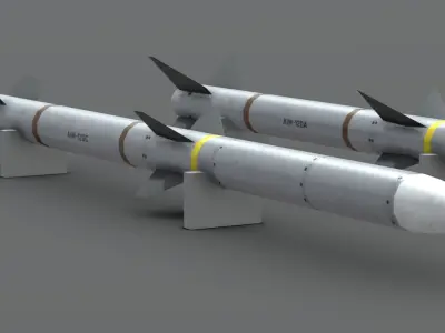 AIM-120A AIM-120C AMRAAM American Air to Air BVR Missile Low-poly 3D model