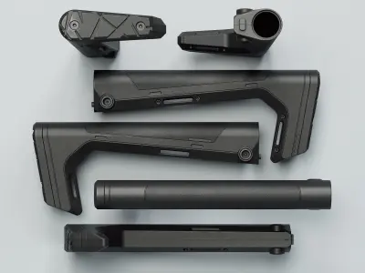 HRS Light Fixed Buttstock - Replica Low-poly 3D model