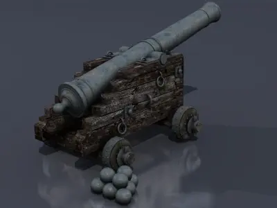 XVIII Century naval cannon Low-poly 3D model