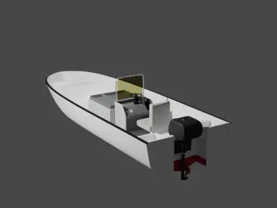 Motor Boat with Stearing Wheel 3D model