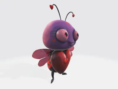 cartoon love bug Low-poly 3D model