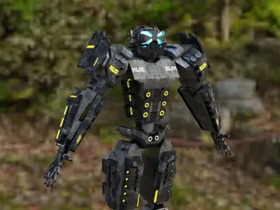 cyberpunk robot 3D model buy