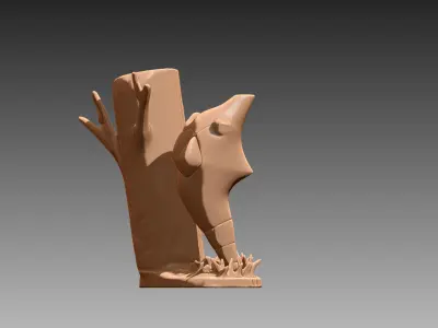 Metapod against tree Pokemon OBJ STL 3D print model