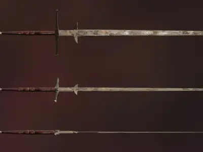 lowpoly rusted great sword - zweihander -PBR Low-poly 3D model