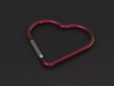Heart-shaped Carabiner as prop for 3D rendering 3D model