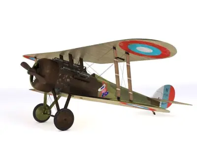 Nieuport 28 C1 French WW1 biplane fighter 3D model
