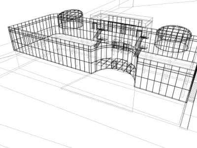 3D model of a two-storey office building 3D model