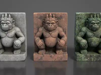 Ancient Khmer Statue 05-250522 Low-poly 3D model