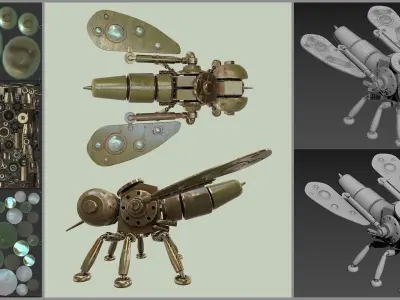 Stylized Robot Mosquito Low-poly 3D model
