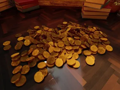 Golden work group Free low-poly 3D model