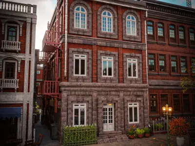 URBAN BUILDING OLD HORROR 4 Low-poly 3D model