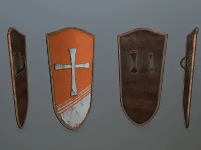 shield set 2 roman soldier holding Low-poly 3D model