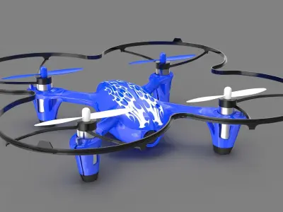 Hubsan X4 H107C Blue Propeller Guard Low-poly 3D model